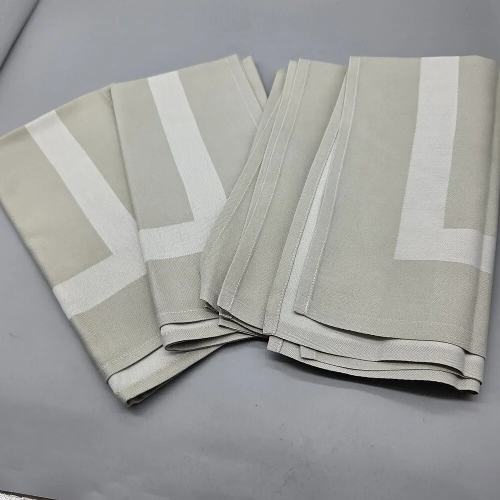 set (6) Rivolta Carmignani Cotton Napkins beige/White Square 22x22 Italy